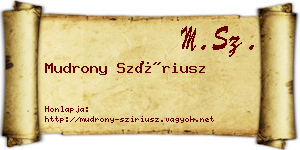 Mudrony Szíriusz névjegykártya